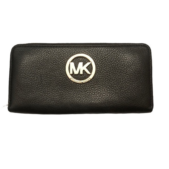 Michael kors black leather gold tone wallet
